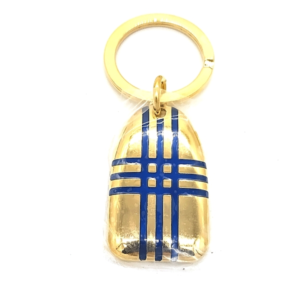 Rare Burberry Check Gold Nugget Bar Keychain-Extreme Vintage! Still in p…